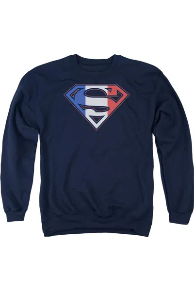 Gildan Superman French Shield Adult Crewneck Sweatshirt In Blue