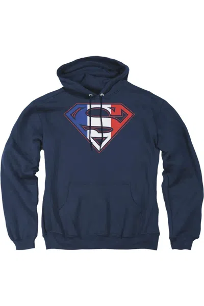 Gildan Superman French Shield Adult Pull Over Hoodie / Hooded Sweatshirt In Blue