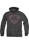Gildan Superman Fuchsia Flames Adult Heather Hoodie / Hooded Sweatshirt In Black