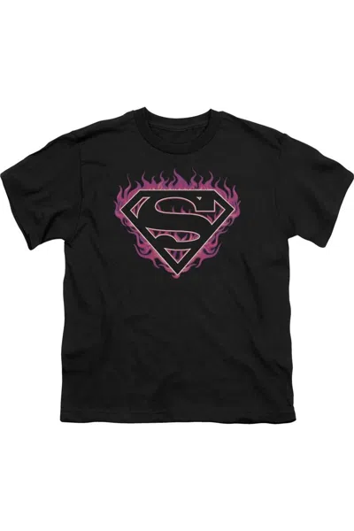 Gildan Kids' Superman Fuchsia Flames Short Sleeve Youth Tee / T-shirt In Multi