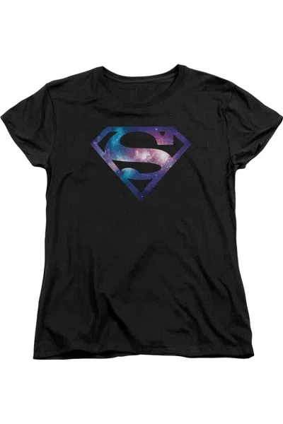 Gildan Superman Galaxy Shield Short Sleeve Womens Tee / T-shirt In Black