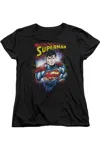 Gildan Superman Glam Short Sleeve Womens Tee / T-shirt In Black