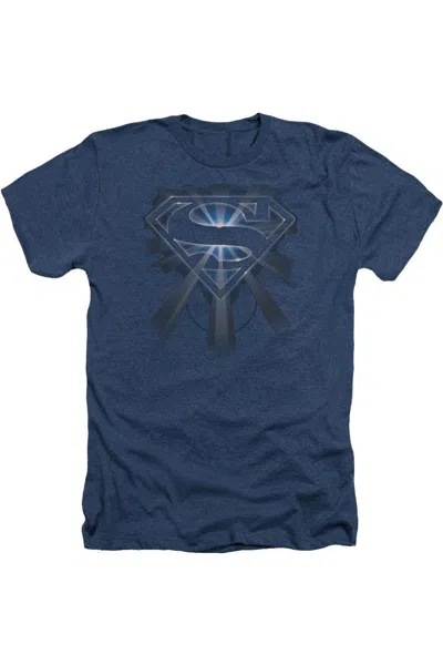 Gildan Superman Glowing Shield Adult Heather Tee / T-shirt In Blue