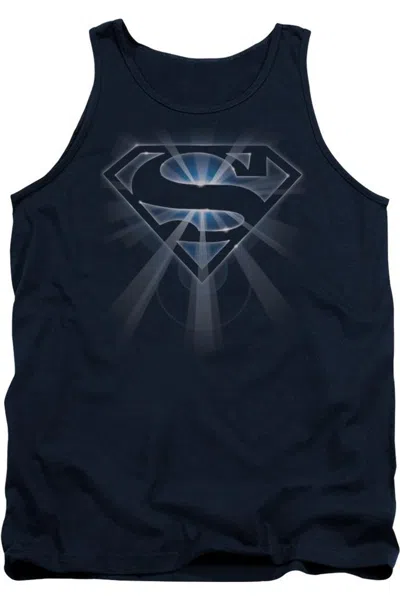 Gildan Superman Glowing Shield Adult Tank Top In Blue