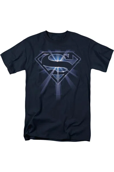 Gildan Superman Glowing Shield Short Sleeve Adult Tee / T-shirt In Blue