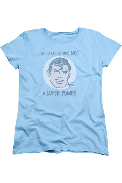 Gildan Superman Good Looks Short Sleeve Womens Tee / T-shirt In Blue