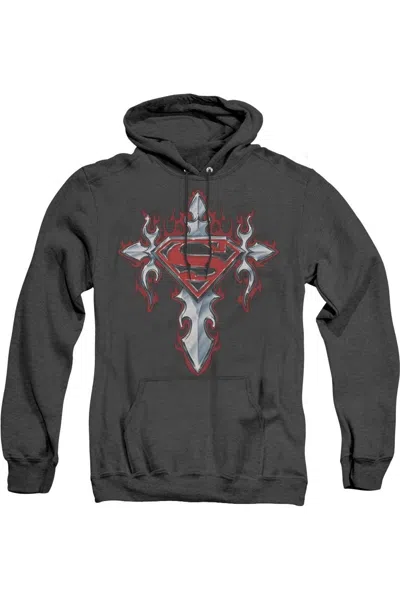 Gildan Superman Gothic Steel Logo Adult Heather Hoodie / Hooded Sweatshirt In Black
