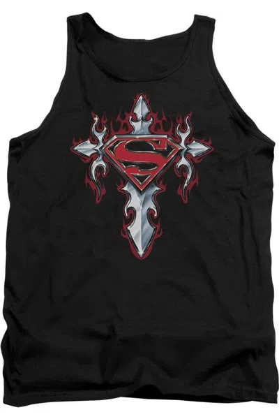 Gildan Superman Gothic Steel Logo Adult Tank Top In Black