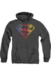 Gildan Superman Gradient Superman Logo Adult Heather Hoodie / Hooded Sweatshirt In Black