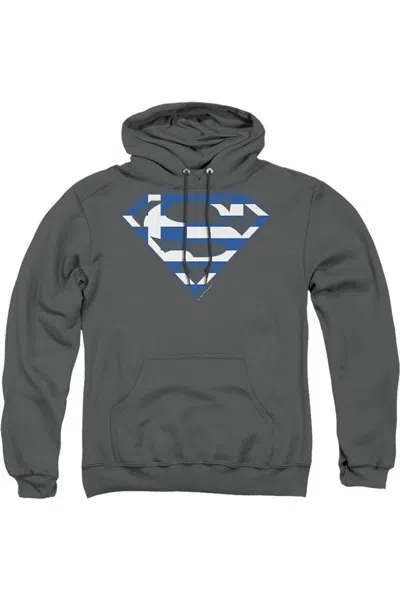 Gildan Superman Greek Shield Adult Pull Over Hoodie / Hooded Sweatshirt In Gray