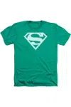 Gildan Superman Green & White Shield Adult Heather Tee / T-shirt In Green