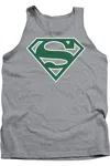 Gildan Superman Green & White Shield Adult Tank Top In Multi