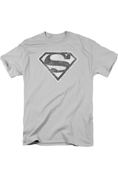 Gildan Superman Grey S Short Sleeve Adult Tee / T-shirt In Silver