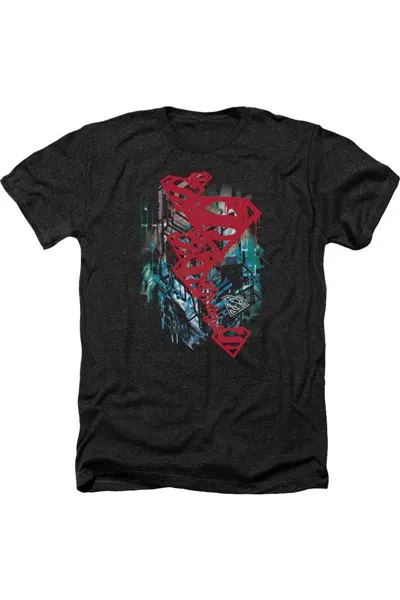 Gildan Superman Gritty Adult Heather Tee / T-shirt In Black