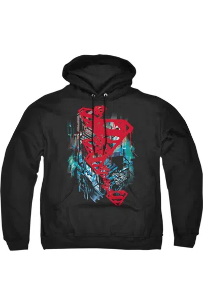 Gildan Superman Gritty Adult Pull Over Hoodie / Hooded Sweatshirt In Black