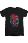 Gildan Superman Gritty Short Sleeve Adult V Neck Tee / T-shirt In Black
