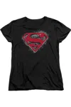 Gildan Superman Hardcore Noir Shield Short Sleeve Womens Tee / T-shirt In Black