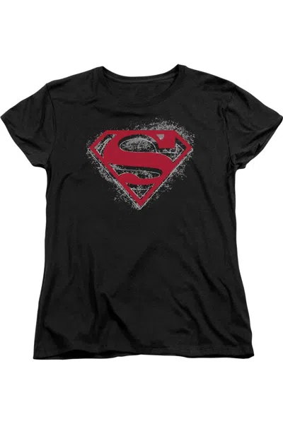 Gildan Superman Hardcore Noir Shield Short Sleeve Womens Tee / T-shirt In Black