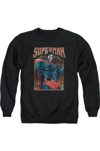 Gildan Superman Head Bang Adult Crewneck Sweatshirt In Black