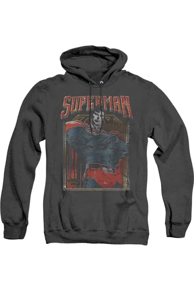 Gildan Superman Head Bang Adult Heather Hoodie / Hooded Sweatshirt In Black