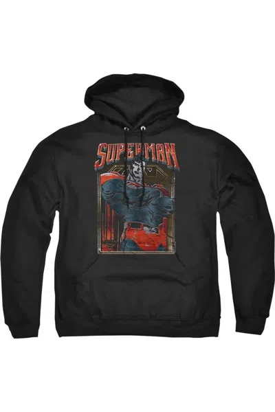 Gildan Superman Head Bang Adult Pull Over Hoodie / Hooded Sweatshirt In Black