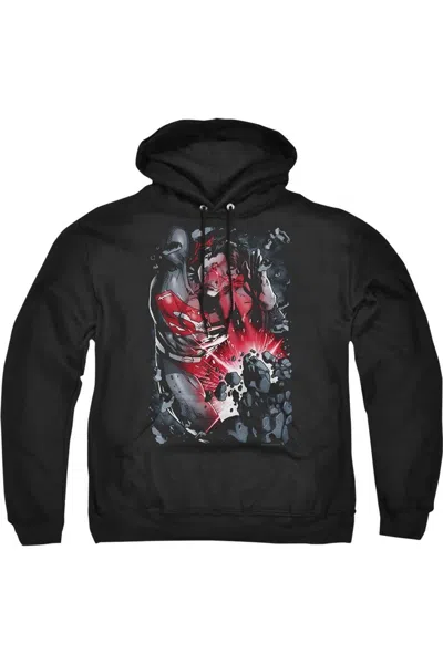Gildan Superman Heat Blast Adult Pull Over Hoodie / Hooded Sweatshirt In Black