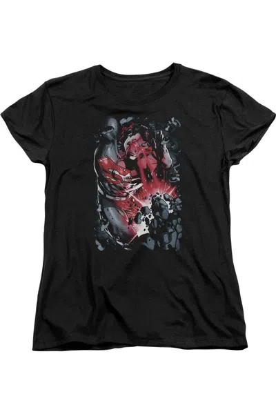 Gildan Superman Heat Blast Short Sleeve Womens Tee / T-shirt In Black