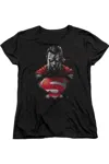 Gildan Superman Heat Vision Charged Short Sleeve Womens Tee / T-shirt In Black