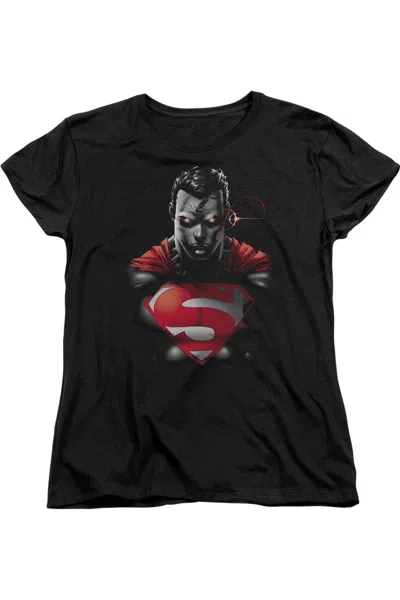 Gildan Superman Heat Vision Charged Short Sleeve Womens Tee / T-shirt In Black