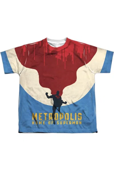 Gildan Kids' Superman Home Short Sleeve Youth Poly Crew Tee / T-shirt In Multi