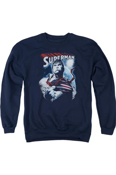 Gildan Superman Honor And Protect Adult Crewneck Sweatshirt In Blue