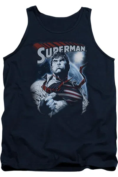 Gildan Superman Honor And Protect Adult Tank Top In Blue