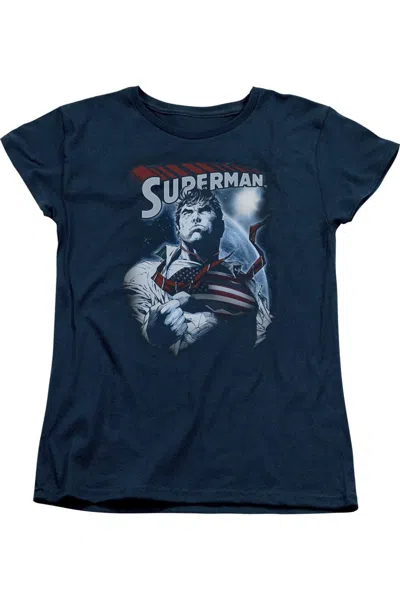 Gildan Superman Honor And Protect Short Sleeve Women´s Tee / T-shirt In Blue