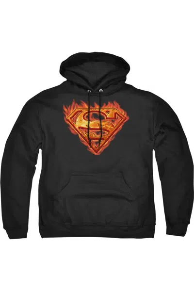 Gildan Superman Hot Metal Adult Pull Over Hoodie / Hooded Sweatshirt In Black