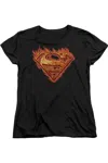 Gildan Superman Hot Metal Short Sleeve Womens Tee / T-shirt In Black