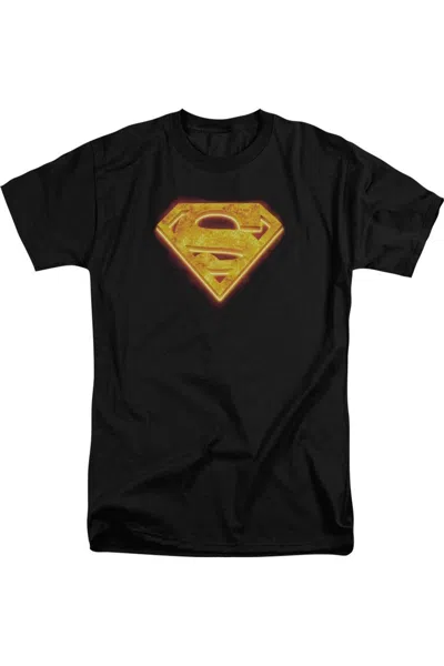 Gildan Superman Hot Steel Shield Short Sleeve Adult Tee / T-shirt In Black