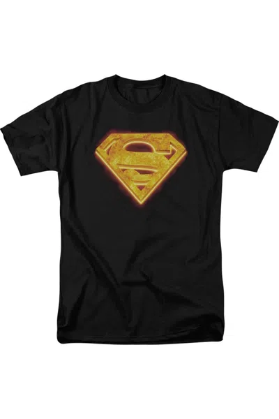 Gildan Superman Hot Steel Shield Short Sleeve Adult Tee / T-shirt In Black