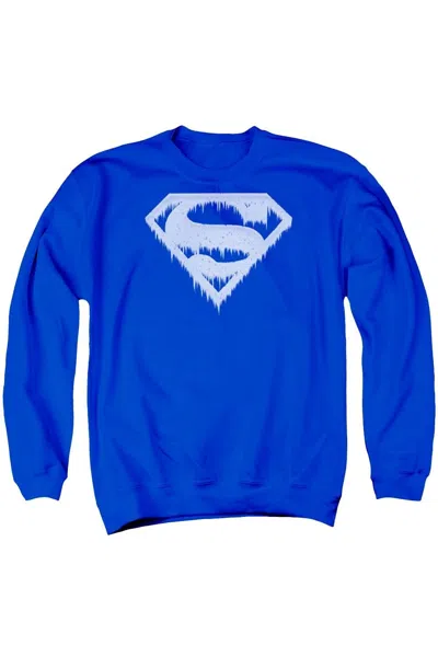 Gildan Superman Ice And Snow Shield Adult Crewneck Sweatshirt In Blue