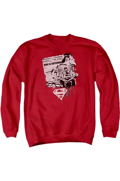 Gildan Superman Identity Adult Crewneck Sweatshirt In Red