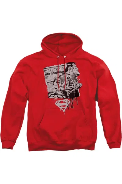 Gildan Superman Identity Adult Pull Over Hoodie / Hooded Sweatshirt In Red