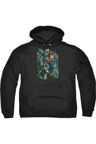 Gildan Superman Indestructible Adult Pull Over Hoodie / Hooded Sweatshirt In Black