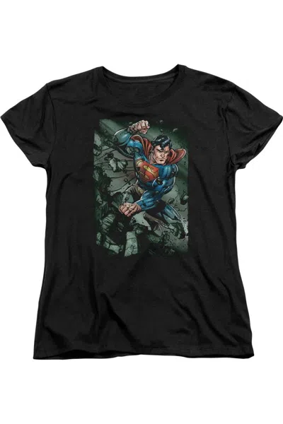 Gildan Superman Indestructible Short Sleeve Womens Tee / T-shirt In Black