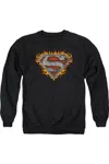 Gildan Superman Iron Fire Shield Adult Crewneck Sweatshirt In Black