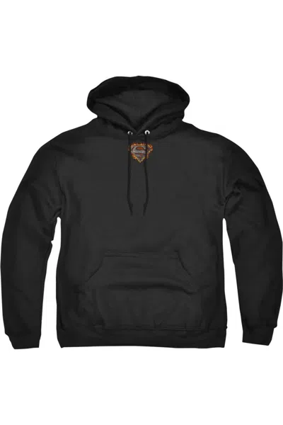 Gildan Superman Iron Fire Shield Adult Pull Over Hoodie / Hooded Sweatshirt In Black