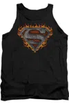 Gildan Superman Iron Fire Shield Adult Tank Top In Black