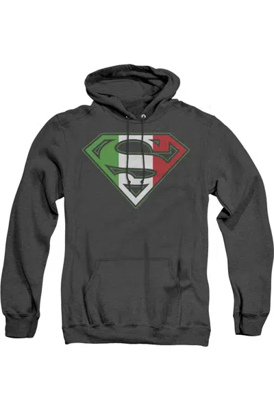 Gildan Superman Italian Shield Adult Heather Hoodie / Hooded Sweatshirt In Black
