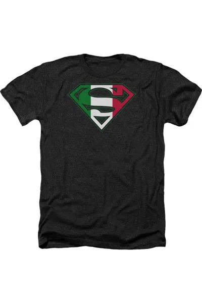 Gildan Superman Italian Shield Adult Heather Tee / T-shirt In Black