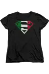 Gildan Superman Italian Shield Short Sleeve Womens Tee / T-shirt In Black