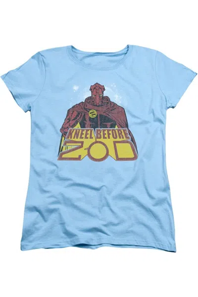 Gildan Superman Kneel Before Short Sleeve Womens Tee / T-shirt In Blue