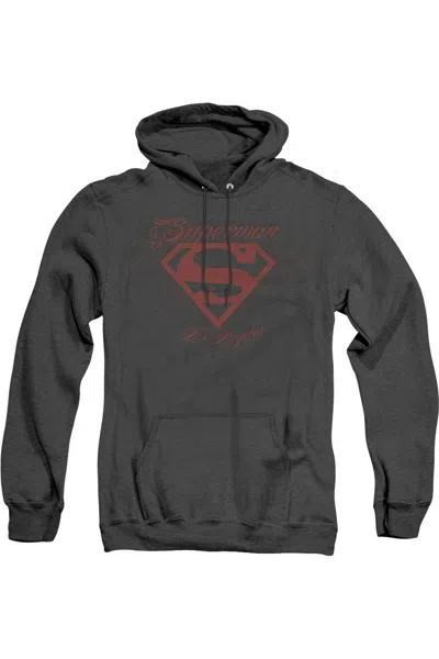 Gildan Superman La Adult Heather Hoodie / Hooded Sweatshirt In Black
